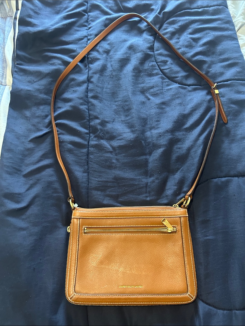 Lauren Ralph Lauren Tan Leather Crossbody with Gold Hardware